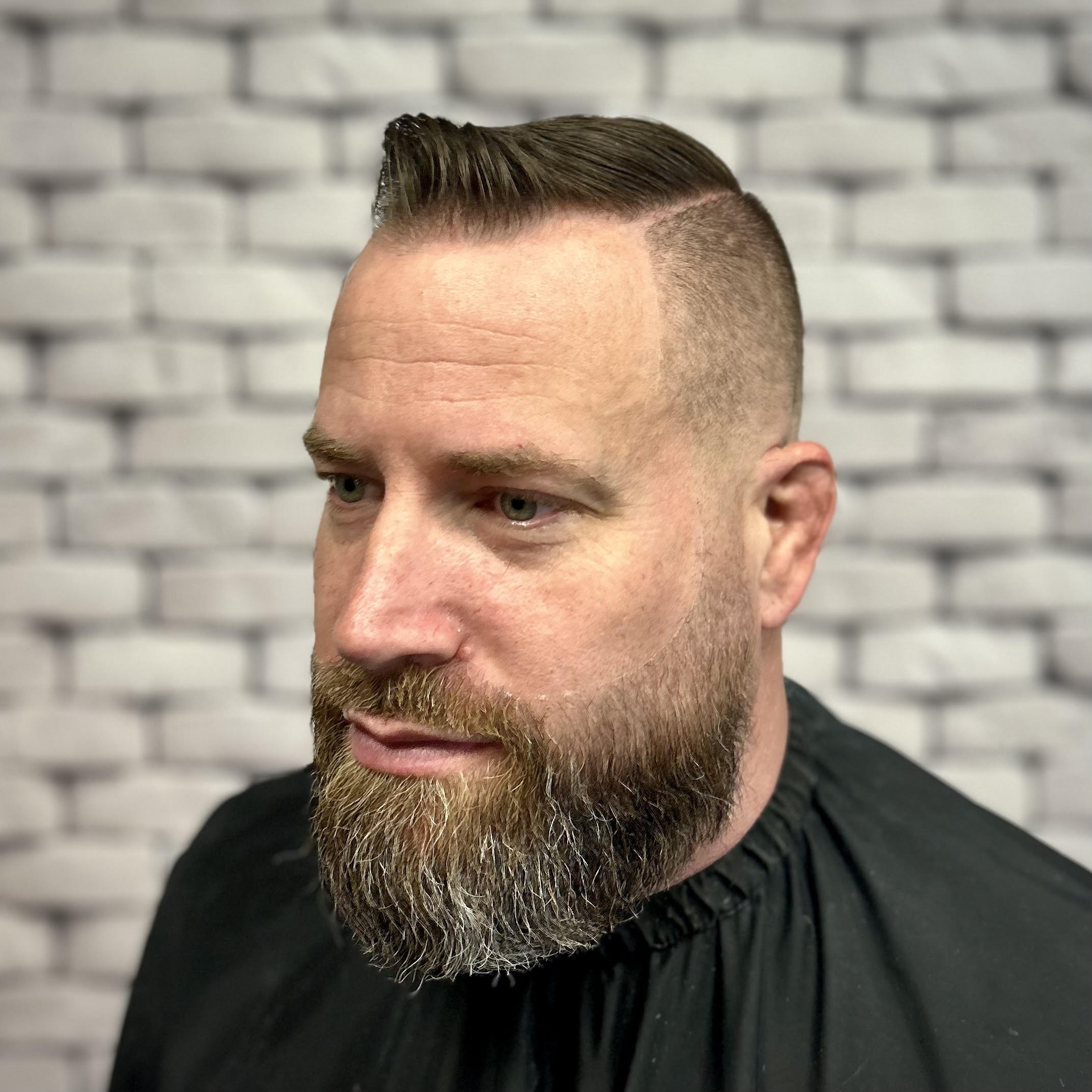 Low Skin Fade With Beard Hard Part in Toms River NJ